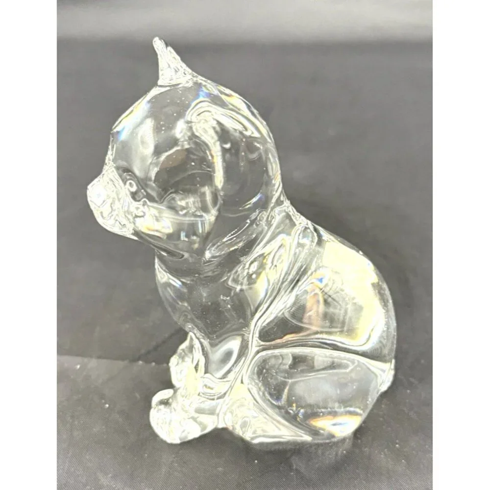 Princess House 24% Lead Crystal Paperweight -Kitten Cat Figurine Original Box